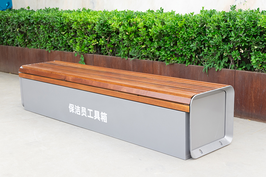公園椅,不銹鋼座椅,戶外公園椅,戶外工具箱座椅,環衛休閑椅,保潔工具箱休閑椅